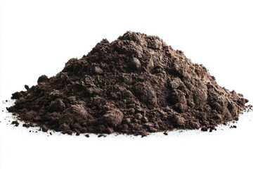 Pile of dark soil isolated on white background