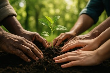 Honoring Arbor Day Hands Planting a Young Sapling Nurturing Planet Earth for a Greener Future Environmental Celebration and Conservation Effort