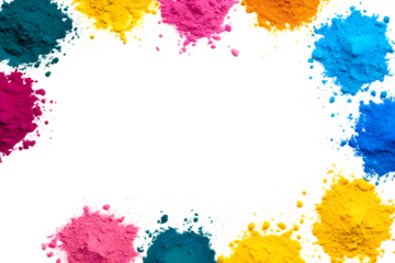 High Resolution Image of Colorful Holi Powder Square Border on a White Background  PNG