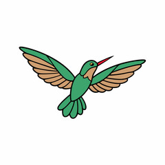 Humming Bird Wings Spread On White