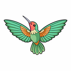 Humming Bird Wings Spread On White