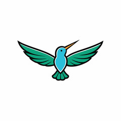 Humming Bird Wings Spread On White