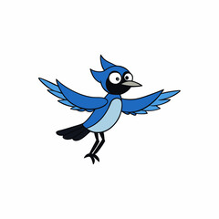 Jay Bird Wings Spread On White