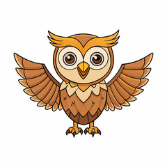 Owl Bird Wings Spread On White