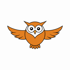 Owl Bird Wings Spread On White