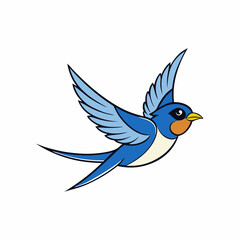 Swallow Bird Wings Spread On White
