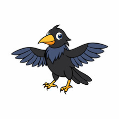 Crow Bird Wings Spread On White