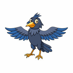 Crow Bird Wings Spread On White