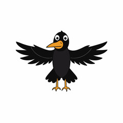 Crow Bird Wings Spread On White