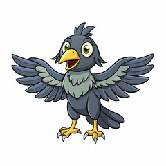 Crow Bird Wings Spread On White