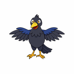 Crow Bird Wings Spread On White