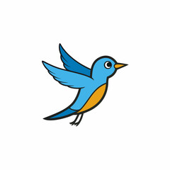 Flycatcher Bird Wings Spread On White