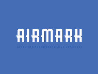 Airmark Font. Aerodynamic Sans Serif Typeface with Wing-Inspired Details. Perfect for Travel Branding, Airline Logos, Posters, and Modern Transportation Design. Vector Illustration.