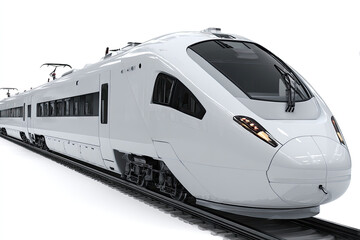 Fototapeta premium Modern Light Gray HighSpeed Train on Tracks