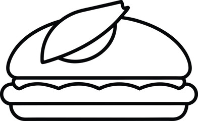 Bbq Chicken Panini Line Art Vector Illustration Food Clipart Design