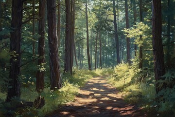 Obraz premium Sunlit Forest Path