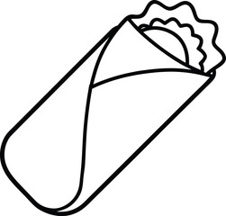 Breakfast Burrito Line Art Vector Illustration Food Clipart Design