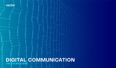 Futuristic abstract ai blue background grid concept. Communication and technology network background with deformed lines and dots