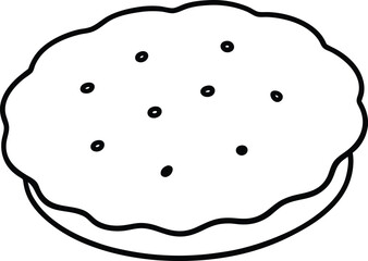 Buttermilk Biscuit Line Art Vector Illustration Food Clipart Design
