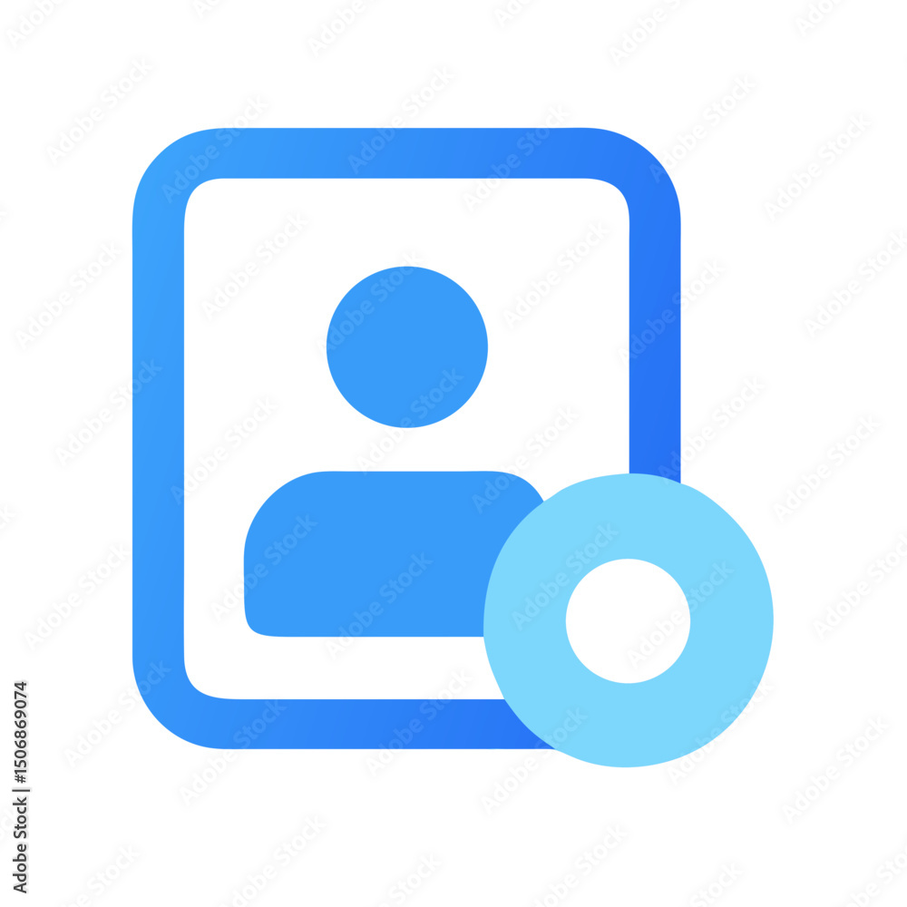 Poster user icon with circle for verification on white background