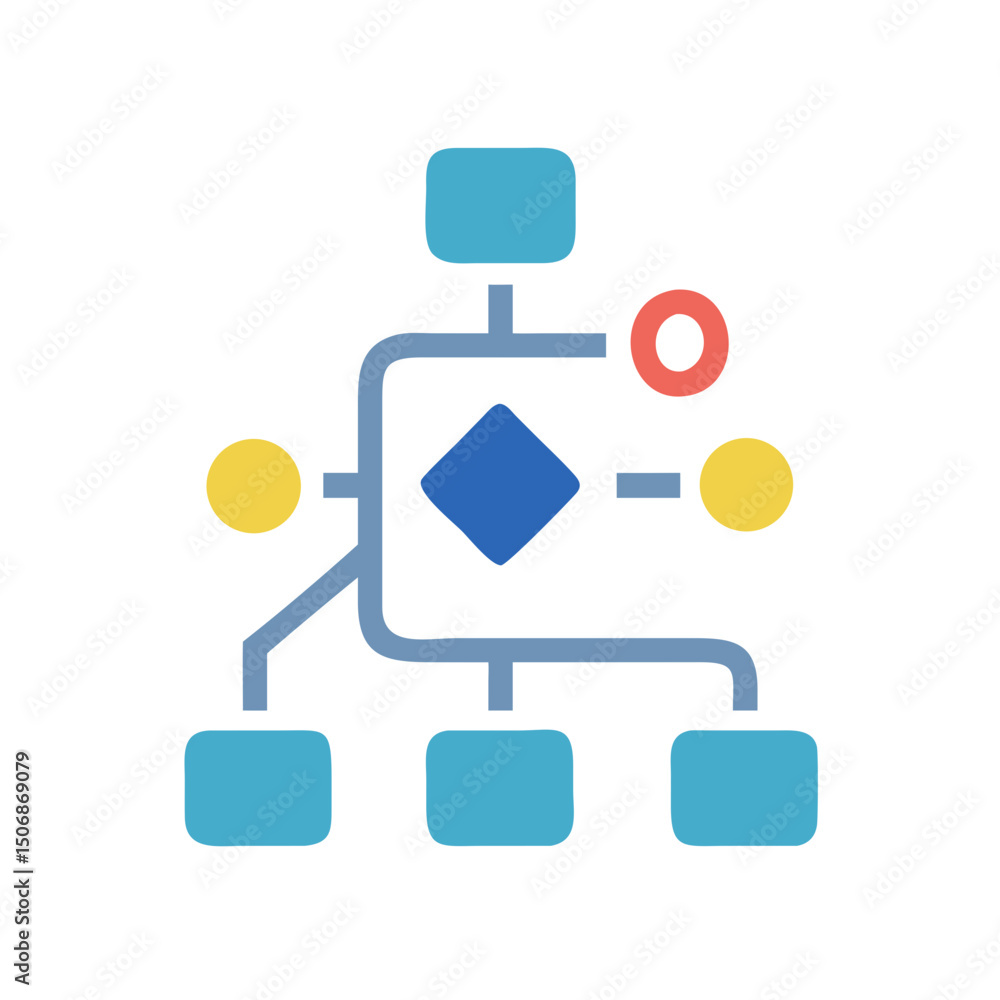 Poster flat design colorful flowchart on white background for planning