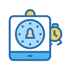 Stylized digital app showcasing time management and scheduling functions