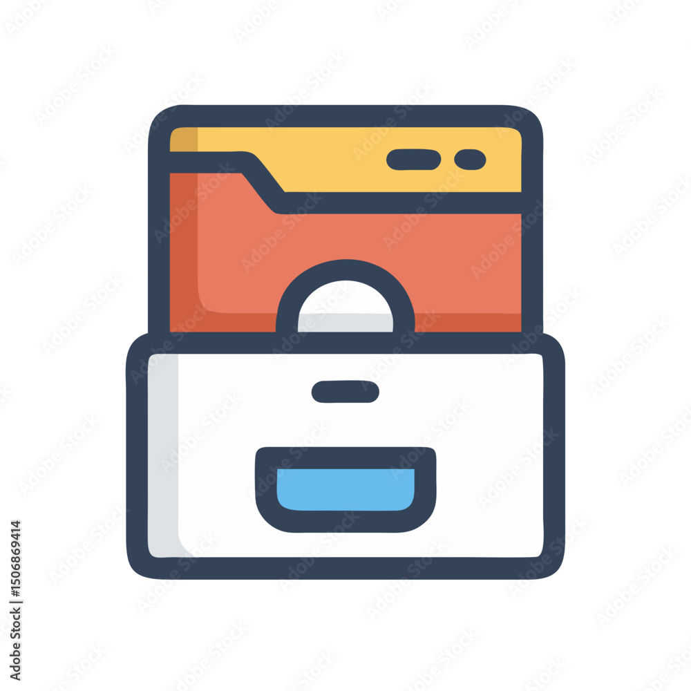 Aufkleber colorful vector drawer icon showing filing system organization