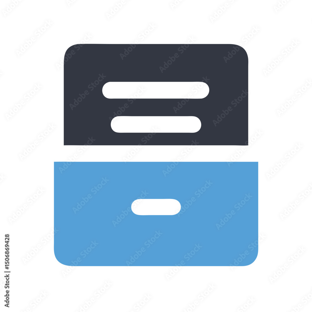 Poster database server storage with drawers flat vector illustration
