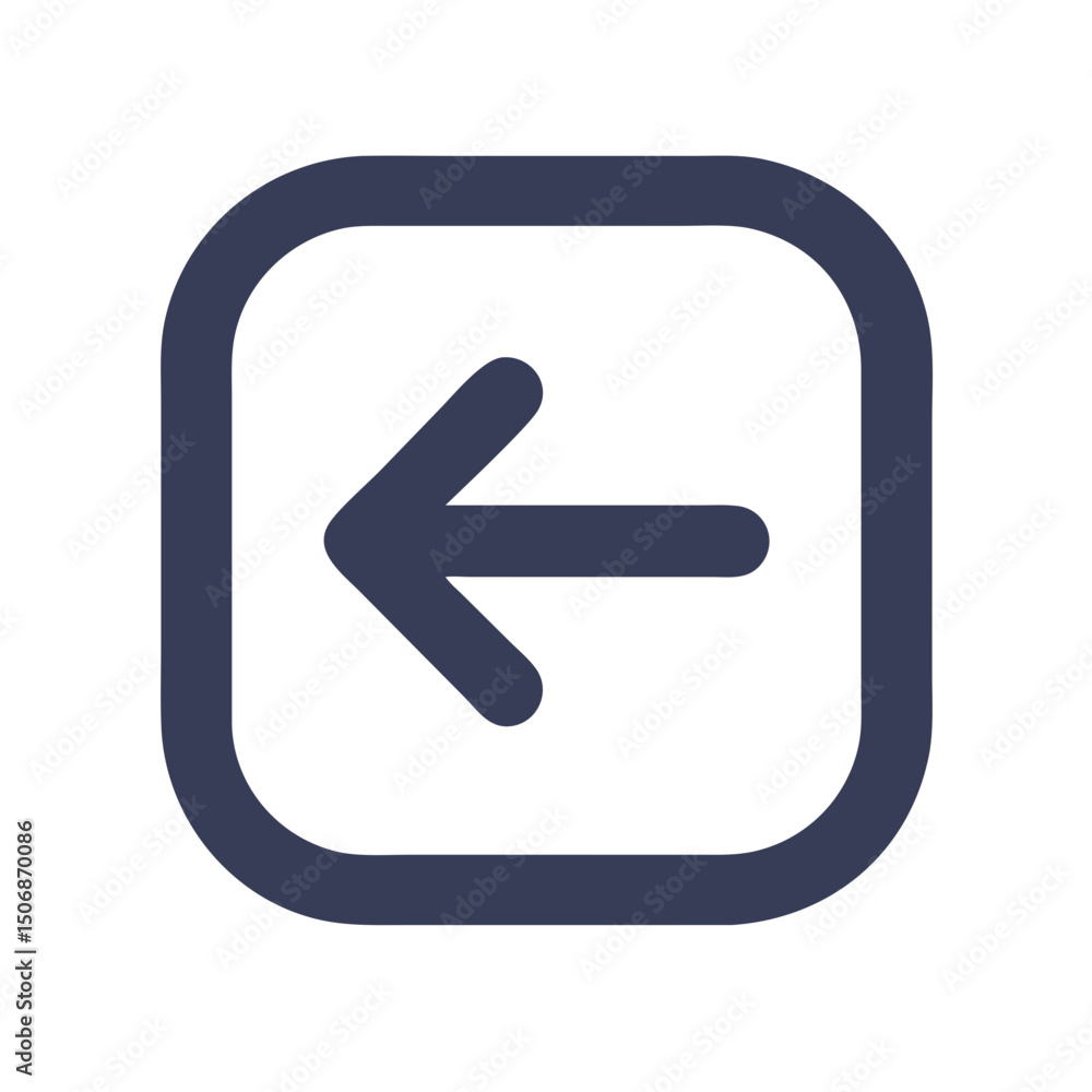 Poster back arrow navigation icon inside rounded square frame