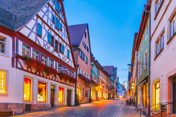 Rothenburg ob der Tauber, Germany. Schimedgasse street and Marktplatz, Romantic Road.