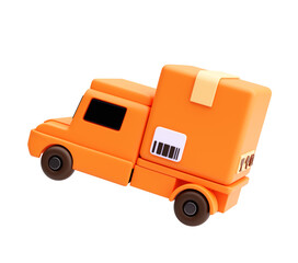 Naklejka premium 3D Render of Delivery Truck with Parcel Box on Transparent Background