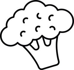 Cheesy Broccoli Bite Line Art Vector Illustration Food Clipart Design