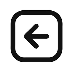 Black square button with left arrow directional icon