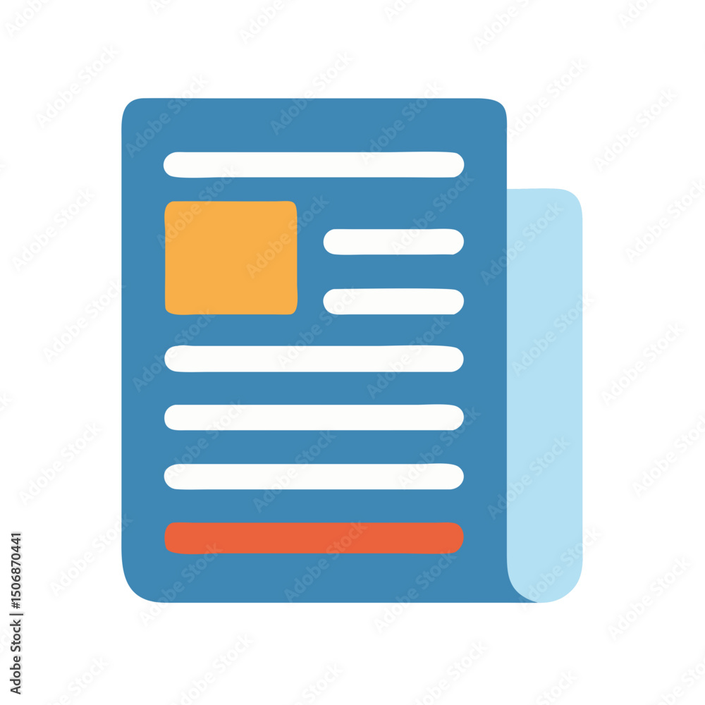 Poster stylized document icon with content layout on white background