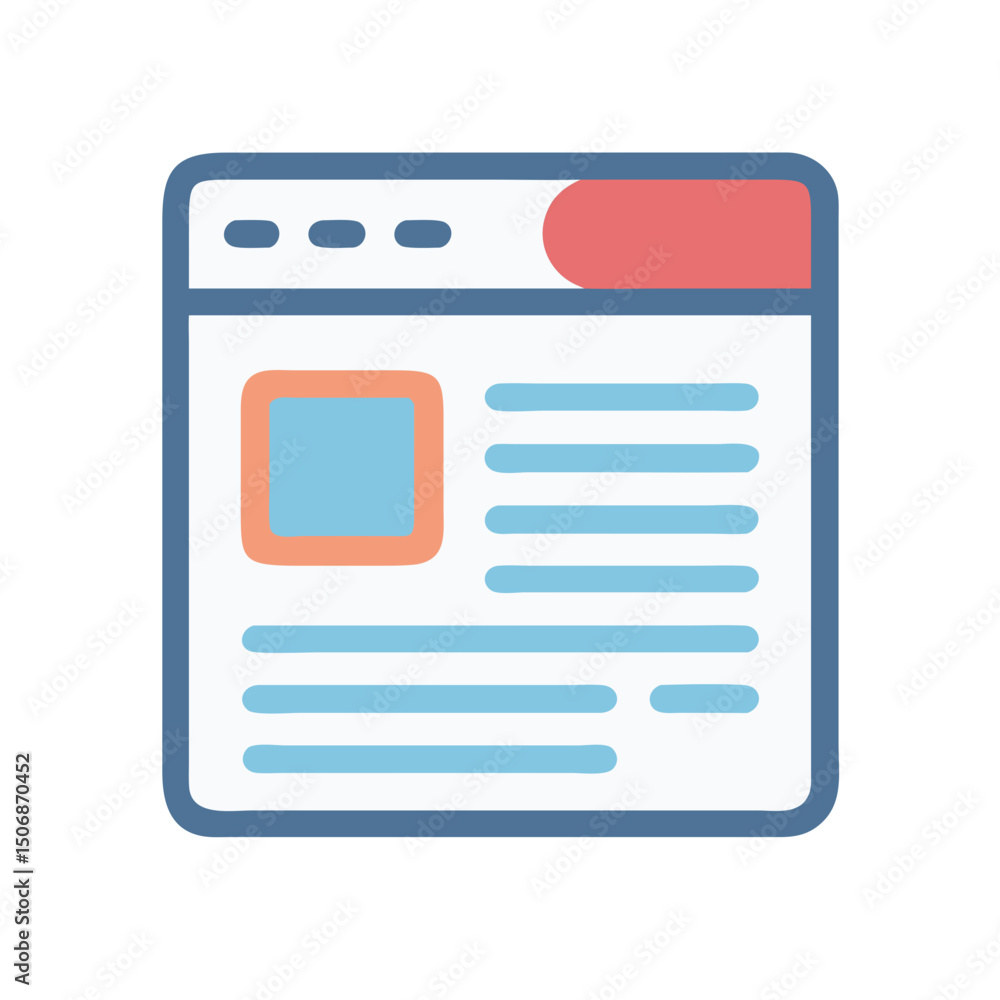 Poster website mockup with rounded shapes and blue color scheme