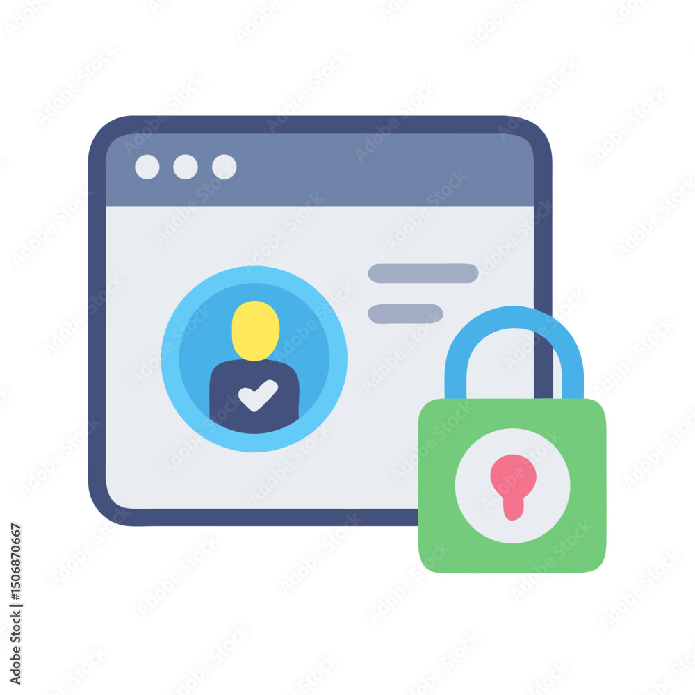 Poster secured profile icon displayed on website with padlock symbol