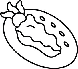 Chicken Bacon Flatbread Line Art Vector Illustration Food Clipart Design