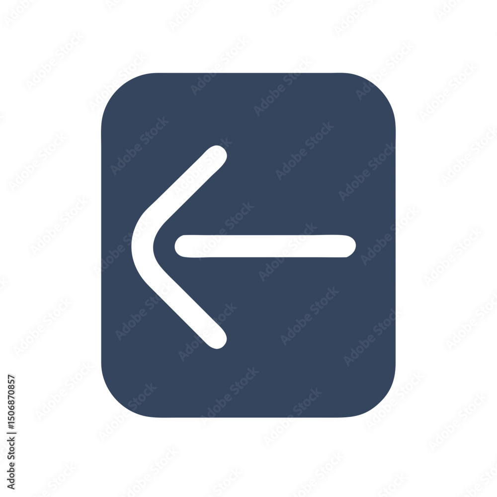 Poster simple left arrow icon in rounded square shape graphic