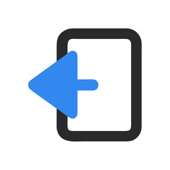 Blue exit icon on White Background navigation arrow symbol