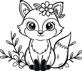 Floral Fox Svg, Fox with Flowers Svg