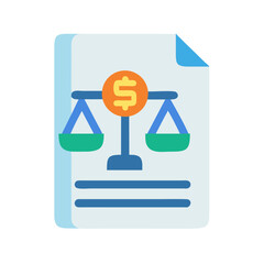 Financial regulation document with money balance scale illustration