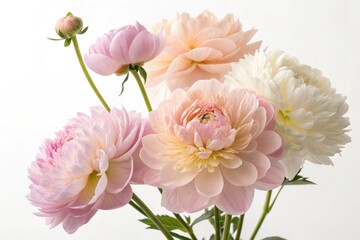 Fototapeta premium Close up of beautiful pastel peonies in shades of pink and white