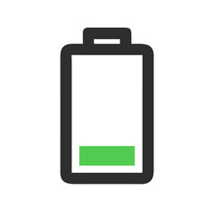Low battery icon on White Background, minimal design style