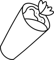 Chicken Gyro Wrap Line Art Vector Illustration Food Clipart Design