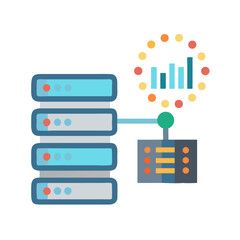 Data server connected to analysis hub on White Background
