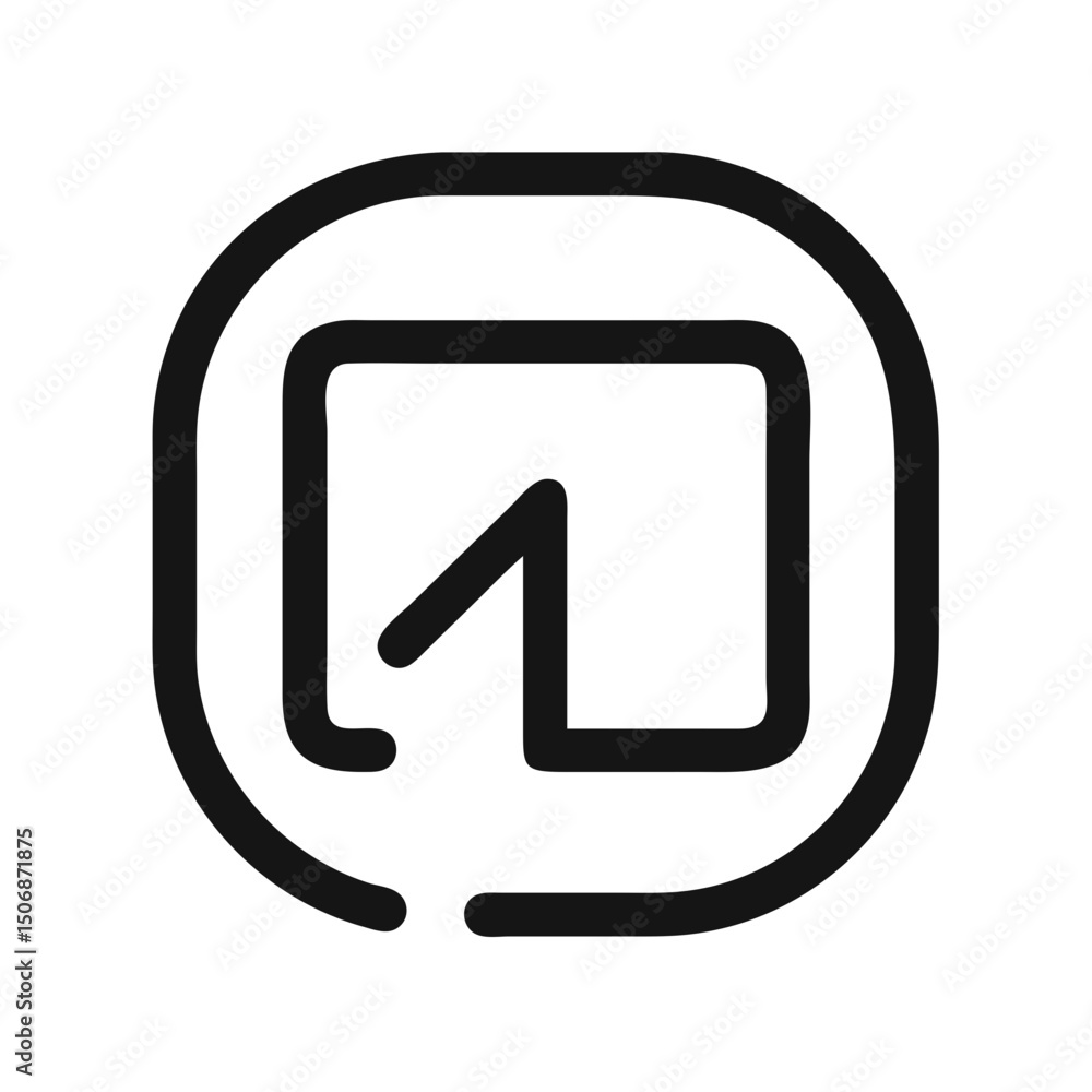 Poster minimalist black arrow icon within a rounded square shape