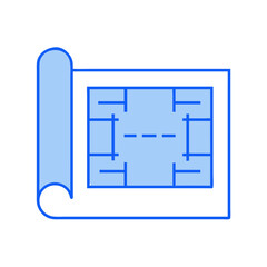 Blueprint graphic illustration of floor plan on White Background