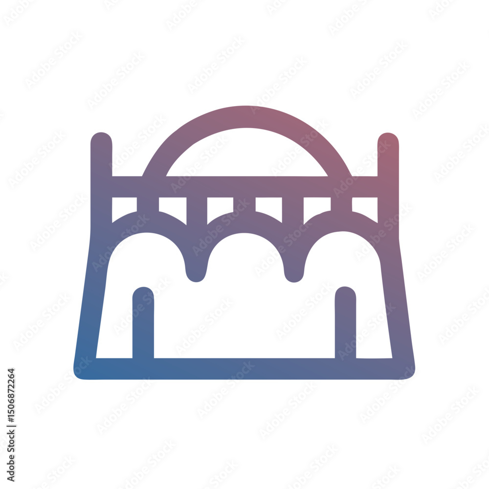 Poster gradient bridge line art isolated on white background