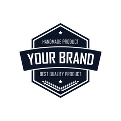 This logo template emphasizes a handmade product with a modern and clean design. It features a badge shape, bold font, and decorative elements that symbolize quality and craftsmanship.