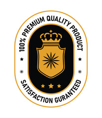 A bold logo featuring a coat of arms with a crown and stars, emphasizing premium quality and customer satisfaction. The design is clean, modern, and conveys trustworthiness.